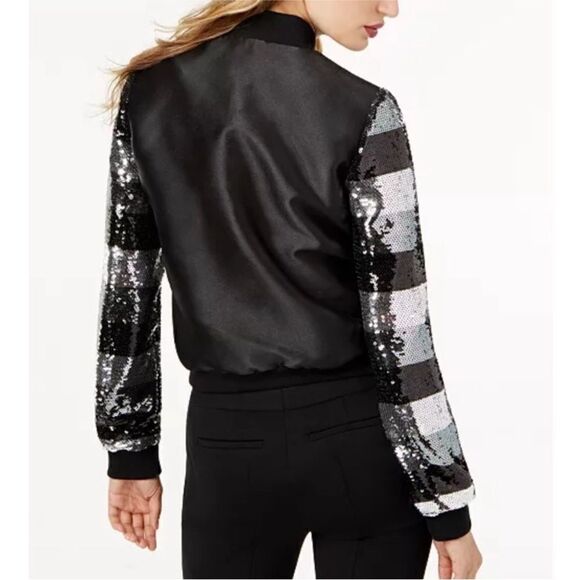 Sachin + Babi Black and Silver Sequin Bomber Jacket - Picture 2 of 9